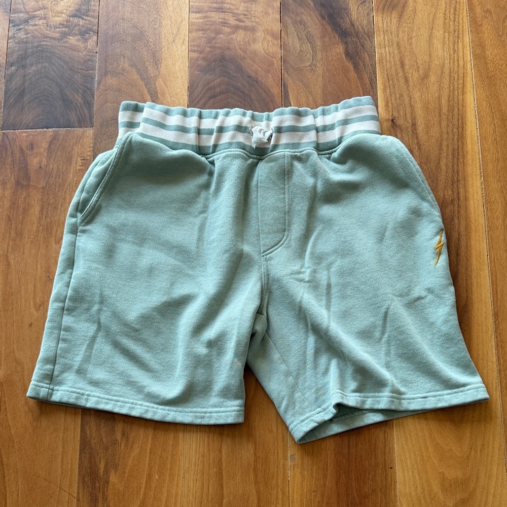 Lightning BOLT clothing Sage Green Striped Retro Waistband Casual Shorts
